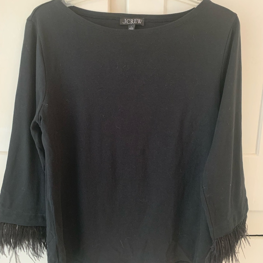 J. Crew Women's Black Top with Fringe Detail